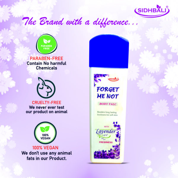 Forget Me Not Lavender & Sandalwood Body Talc | Long-Lasting Freshness & Odor Control | Soft & Comfortable Skin | Paraben-Free, Cruelty-Free & 100% Vegan | 100g I Pack of 2 - Image 11