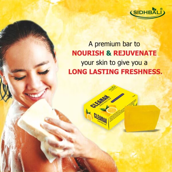 Sidhbali Cleanax Neem Aloe Vera & Lemon Soap I 4 X 400 Gram I oil Control & Nourishing Skin I Suitable For All Skin Type I Pack of 1 (4 Pcs) - Image 2