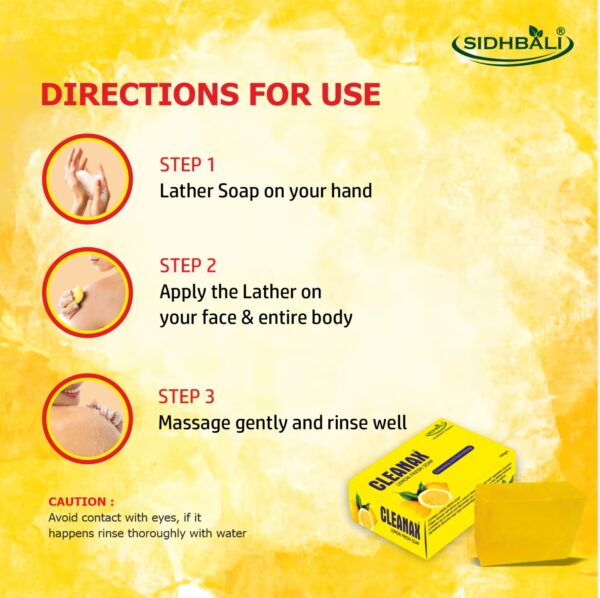 Sidhbali Cleanax Neem Aloe Vera & Lemon Soap I 4 X 400 Gram I oil Control & Nourishing Skin I Suitable For All Skin Type I Pack of 1 (4 Pcs) - Image 4