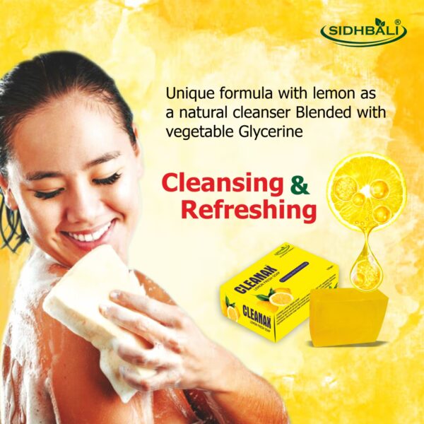 Sidhbali Cleanax Neem Aloe Vera & Lemon Soap I 4 X 400 Gram I oil Control & Nourishing Skin I Suitable For All Skin Type I Pack of 1 (4 Pcs) - Image 3