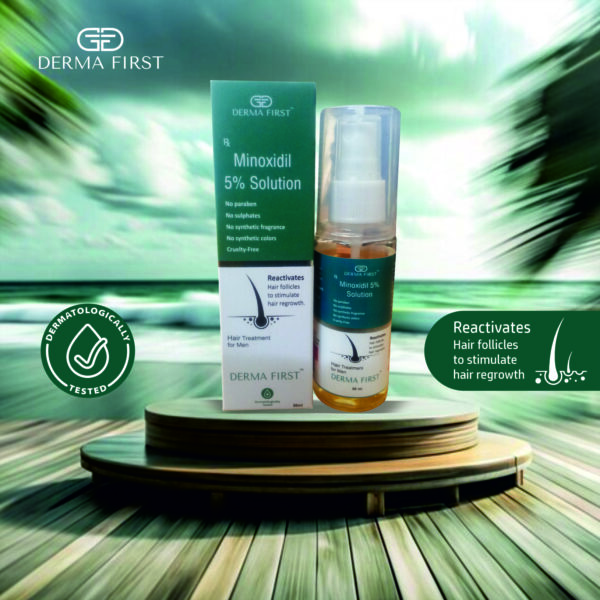 Derma First Minoxidil 5% Solution | Hair Regrowth Treatment for Men | Reactivates Hair Follicles | No Parabens & Sulphates | Promotes Thicker & Fuller Hair | 50ml - Image 2