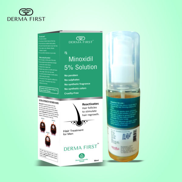 Derma First Minoxidil 5% Solution | Hair Regrowth Treatment for Men | Reactivates Hair Follicles | No Parabens & Sulphates | Promotes Thicker & Fuller Hair | 50ml - Image 4