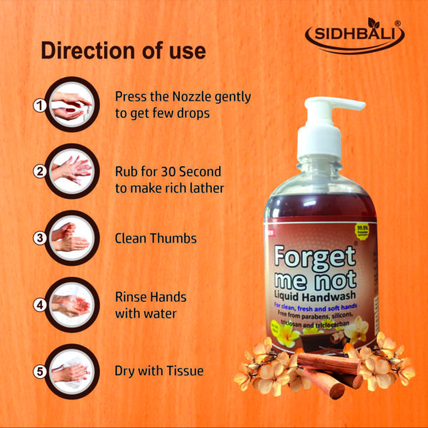 Forget Me Not Liquid Sandalwood Handwash | Kills 99% Germs, Moisturizes & Leaves Hands Soft | No Paraben, Silicon, Triclosan, Triclocarban or Sulphate I Pack of 1 500ML Each - Image 6