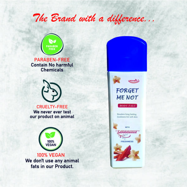 Forget Me Not Lavender & Sandalwood Body Talc | Long-Lasting Freshness & Odor Control | Soft & Comfortable Skin | Paraben-Free, Cruelty-Free & 100% Vegan | 100g I Pack of 2 - Image 2