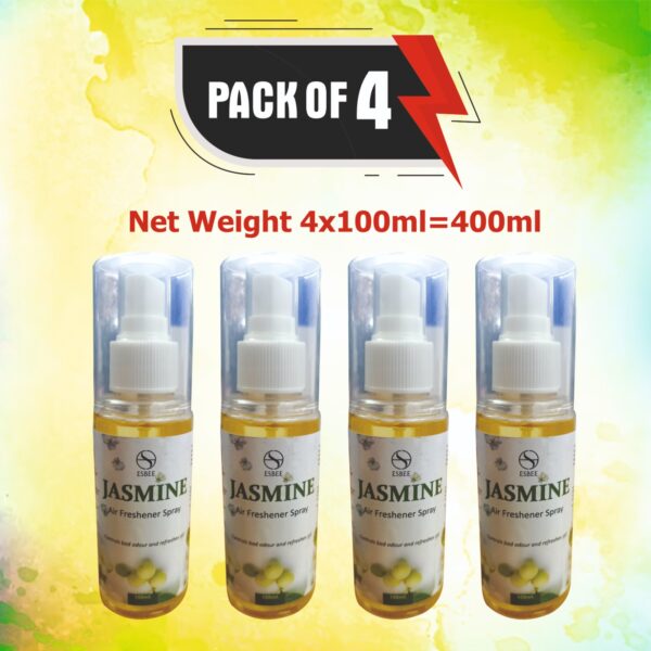 Jasmine Air Freshener Spray – 4 x 100ML | Long-Lasting & Refreshing Floral Fragrance | Odor Eliminator & Room Freshener (Pack of 4) (100ML, Jasmine) - Image 2