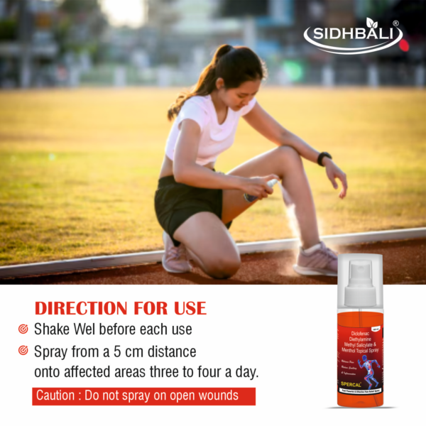 Sidhbali Diclofenac Diethylamine, Methyl Salicylate & Menthol Pain Relief Spray – Fast & Effective Relief | Reduces Swelling & Inflammation | 100ML - Image 3